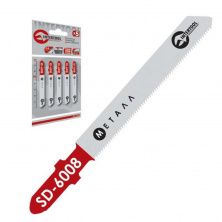 набор полотен 5 ед. для лобзика. Рабочая длина 50 мм, шаг зуба 0,8 мм, для работы с тонколистовым и цветным металлом.