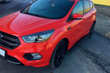 Бокові пороги Bosphorus Black (2 шт., Алюміній) З чорним листям на дверях Ford Kuga/Escape 2013-2019 рр.