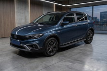 Бокові пороги Tayga Black (2 шт., Алюміній) Fiat Tipo Cross 2021- рр.