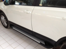 Бокові пороги Allmond Grey (2 шт, алюм) коротка база Nissan Qashqai 2010-2014 рр.