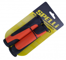 Грипси (ручки керма) SPELLI SBG-6708L чорно/жовтогарячі, прямі, 2-х фактурні, гума-каучук, довжина 127 мм BD