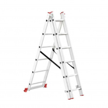 Лестница алюминиевая 3-х секционная универсальная раскладная 3x6 ступ. 3,41 м INTERTOOL