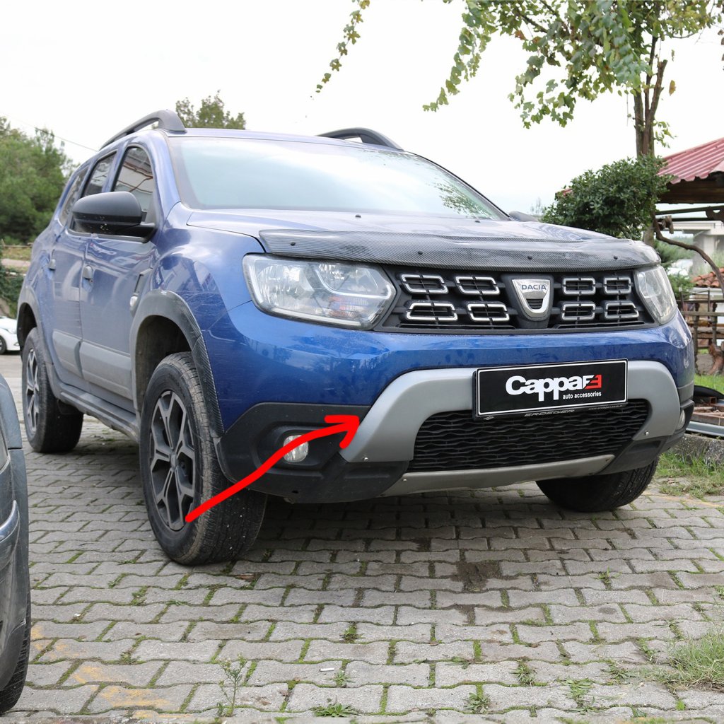 Накладка на передній бампер верхня (ABS, сіра) для Renault Duster 2018-2024 рр