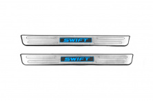 Накладки на пороги Libao LED (2 шт, нерж) Suzuki Swift 2010-2017 рр.
