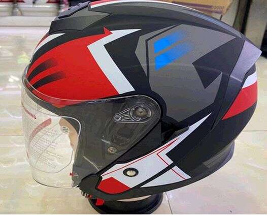 Шлем открытый (mod:522-3) (size:XL,черно -красный) FGN