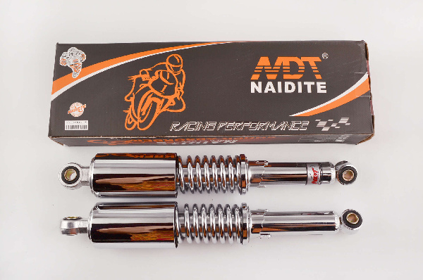 Амортизаторы (пара) Delta 340mm, регулируемые (хром, длинный стакан) NDT