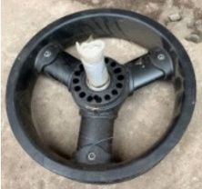 Диск колеса для детских колясок 12 С . черное, 3 луча, (торм. втулка+кнопка+подшипник + осью dia 12,7 mm) LTK