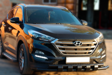 Передній захист Shark Black (нерж) Hyundai Tucson TL 2016-2021 рр.