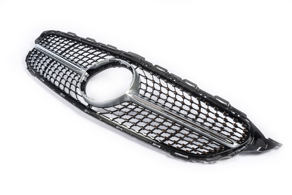 Передня решітка Diamond Silver (для Avantgarde/AMG-Line/C43 AMG) 2014-2018, без камери для Mercedes C-сlass W205 рр