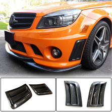 Накладки на передній бампер (для C63 AMG Sedan 2008-2011, Карбон) Mercedes C-class W204 2007-2015 рр.