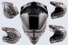 Шлем кроссовый   (mod:Skull) (с визором, size:XXL, серый матовый)   LS-2