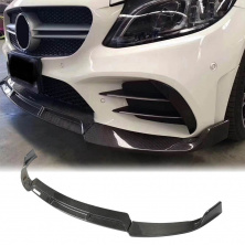 Накладка на передній бампер Lip V3 (для C43 AMG 2019-2021, Карбон) Mercedes C-сlass W205 2014-2021 рр.