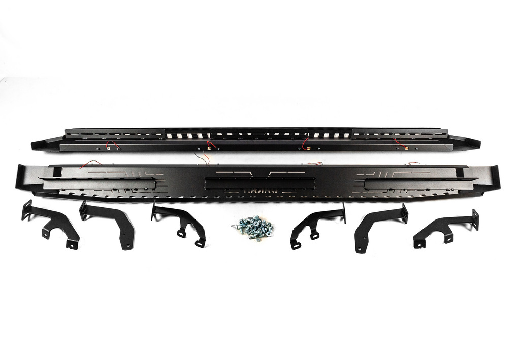 Бокові пороги Dakar V1 з LED (2 шт, метал) для Toyota Hilux 2015- рр