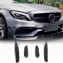 Накладки на передній бампер (для C63 AMG 2015-2019, Карбон) Mercedes C-сlass W205 2014-2021 рр.