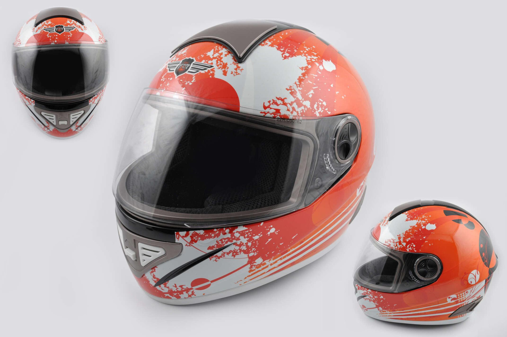 Шлем-интеграл   (mod:550) (premium class) (size:L, бело-красный)   KOJI