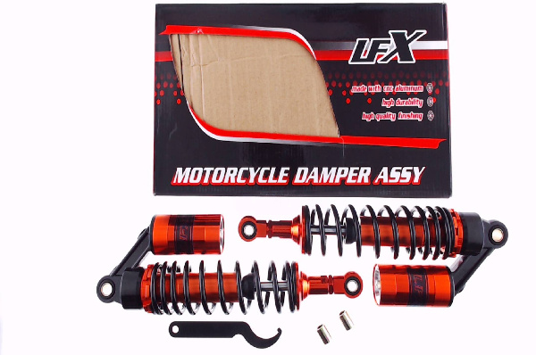 Амортизаторы (пара) Delta 330mm, газомасляные (черно- оранжевые) KOMATCU (mod.A)