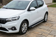 Бокові пороги Maya V1 (2 шт., Алюміній) Dacia Sandero 2021- рр.