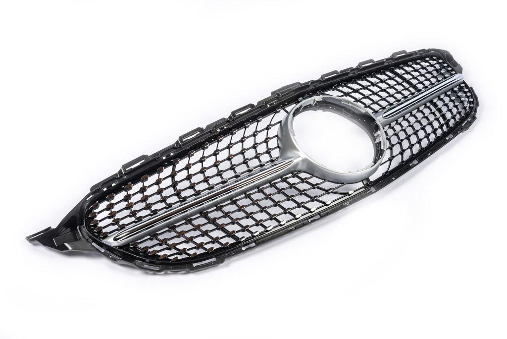 Передня решітка Diamond Silver (для Avantgarde/AMG-Line/C43 AMG) 2014-2018, без камери для Mercedes C-сlass W205 рр