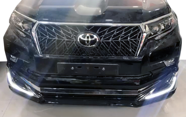 Накладки на передній і задній бампер Modelista V3-LED (2017-) Чорний колір для Toyota Land Cruiser Prado 150 2009-2023 рр