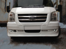 Накладка на передній бампер (2006-2014, DRL, з ґратами) для Ford Transit рр