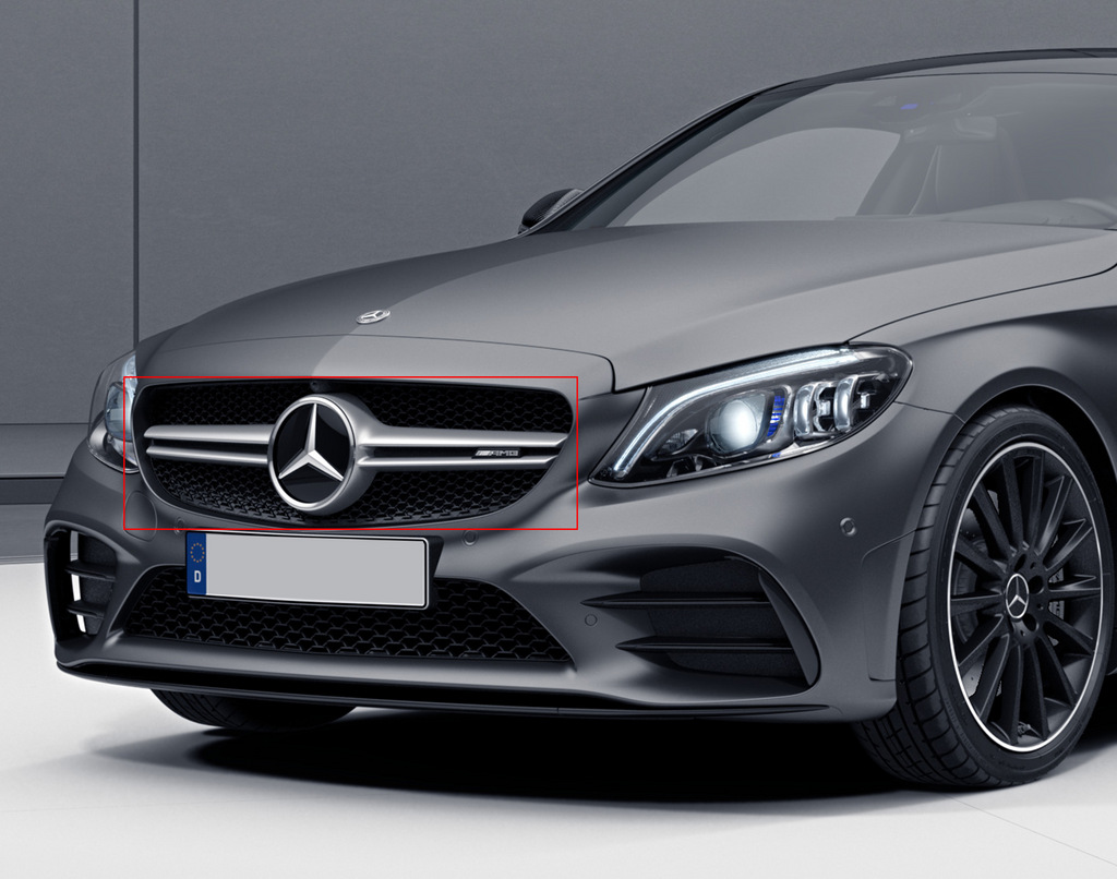Передня решітка AMG Silver (для Avantgarde/AMG-Line/C43 AMG) 2018-2026, без камери для Mercedes C-сlass W205 рр