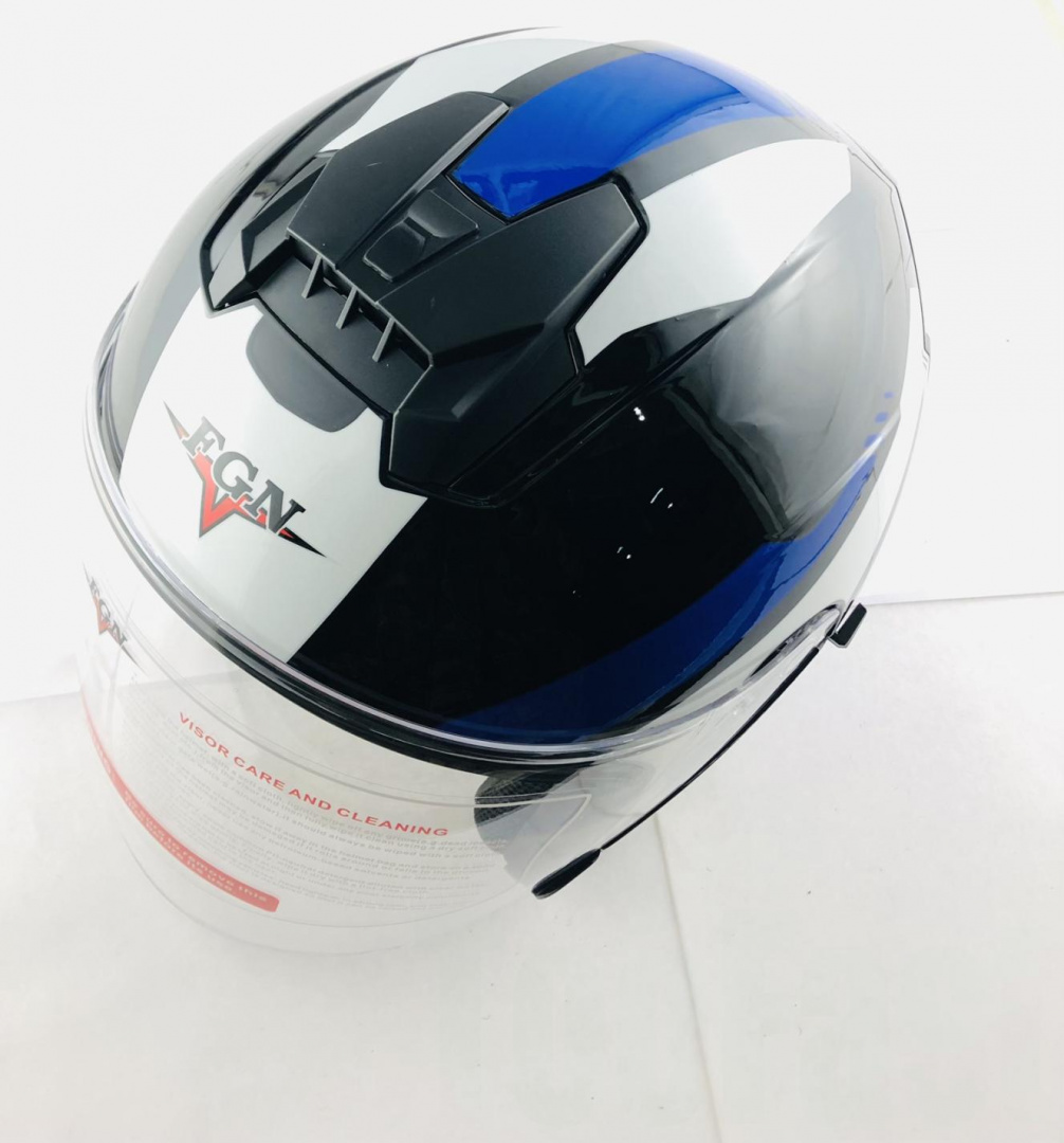Шлем открытый   (size:L, синий с белым)   FGN