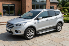 Бокові пороги Vision New Grey (2 шт., Алюміній) З чорним листям на дверях Ford Kuga/Escape 2013-2019 рр.