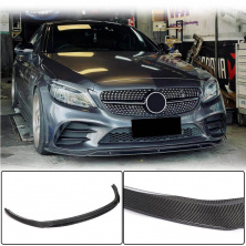 Накладка на передній бампер Lip (2019-2021, Карбон) Mercedes C-сlass W205 2014-2021 рр.