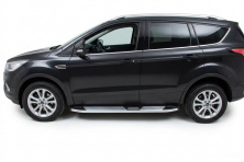 Бокові пороги Mevsim Grey (2 шт., Алюміній) З чорним листям на дверях Ford Kuga/Escape 2013-2019 рр.