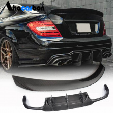 Спойлер з дифузором заднього бампера (для C63 AMG 2012-2014, Карбон) Mercedes C-class W204 2007-2015 рр.