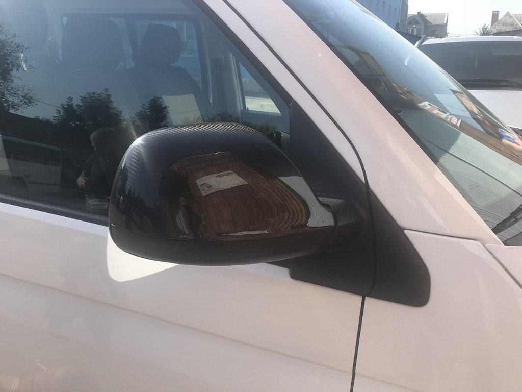 Накладки на дзеркала (2 шт., карбон) Покриття під карбон для Volkswagen T5 2010-2015 рр