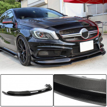 Накладка на передній бампер Lip V2 (для AMG-Line / A45 AMG HB 2013-2015, Карбон) Mercedes A-сlass W176 2012-2018 рр.