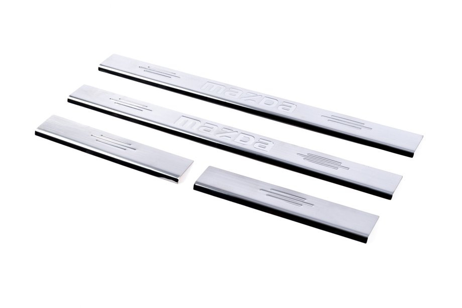 Накладка на пороги Carmos (нерж) V-1 2 накладки, з написом V-1 для Mazda 3 2003-2009 рр