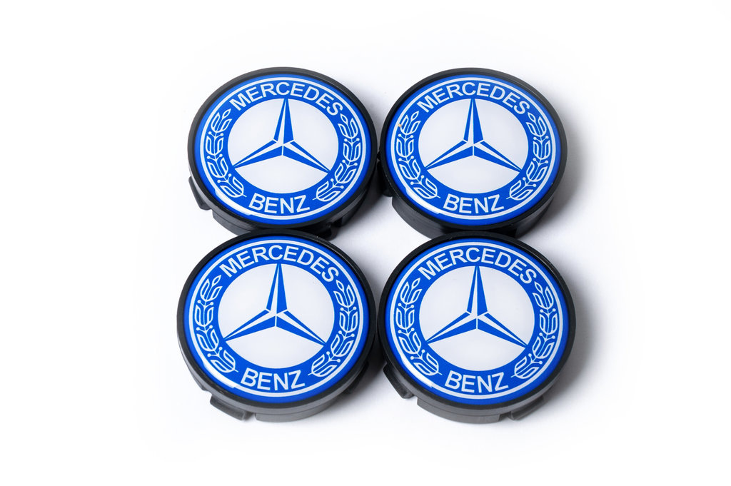 Ковпачки на диски 55,5мм/57мм без кільця (4 шт, сині) для Тюнінг Mercedes