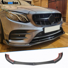 Накладка на передній бампер Lip V1 (для AMG-Line / E43 AMG 2016-2019, Карбон) Mercedes E-сlass W213 2016-2023 рр.