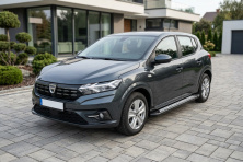 Бокові пороги Vision New Black (2 шт., Алюміній) Dacia Sandero 2021- рр.