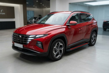 Бокові пороги Maya Red (2 шт., Алюміній) Hyundai Tucson NX4 2021- рр.