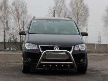 Кенгурятник WT003 (нерж) 60 мм, з написом для Volkswagen Touran 2003-2010 рр