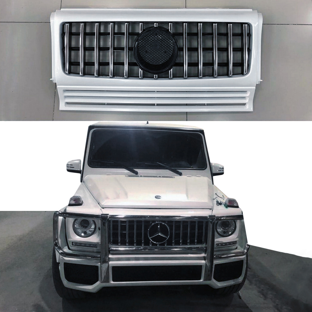 Передня решітка (GT, з хром смужками) Чорна з хром смужками для Mercedes G сlass W463 1990-2018 рр