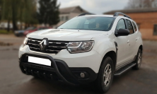 Кенгурятник з написом WT004 Black (нерж.) Renault Duster 2018-2024 рр.