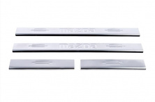 Накладка на пороги Carmos (нерж) V-1 4 накладки, з написом V-1 для Mazda 3 2003-2009 рр