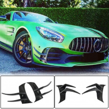 Накладки на передній бампер V2 (для GT R 2016-2019, Сухий карбон) Mercedes AMG GT C190/R190 2014-2022 рр.