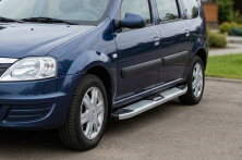 Бокові пороги Mevsim Grey (2 шт., Алюміній) Dacia Logan MCV 2004-2014 рр.
