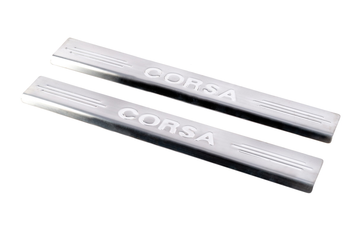 Накладки на пороги Carmos V2 (2 шт, нерж) для Opel Corsa C 2000- рр
