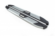 Бокові пороги Mevsim Grey (2 шт., Алюміній) Toyota Hilux 2006-2015 рр.