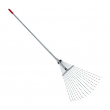 Грабли веерные 15 прутьев, металлическая рукоятка, регулировка ширины рабочей поверхности. INTERTOOL