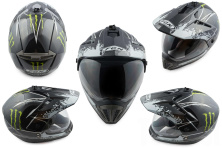 Шлем кроссовый   (mod:103) (с визором, size:XL, черный, MONSTER ENERGY)   FGN