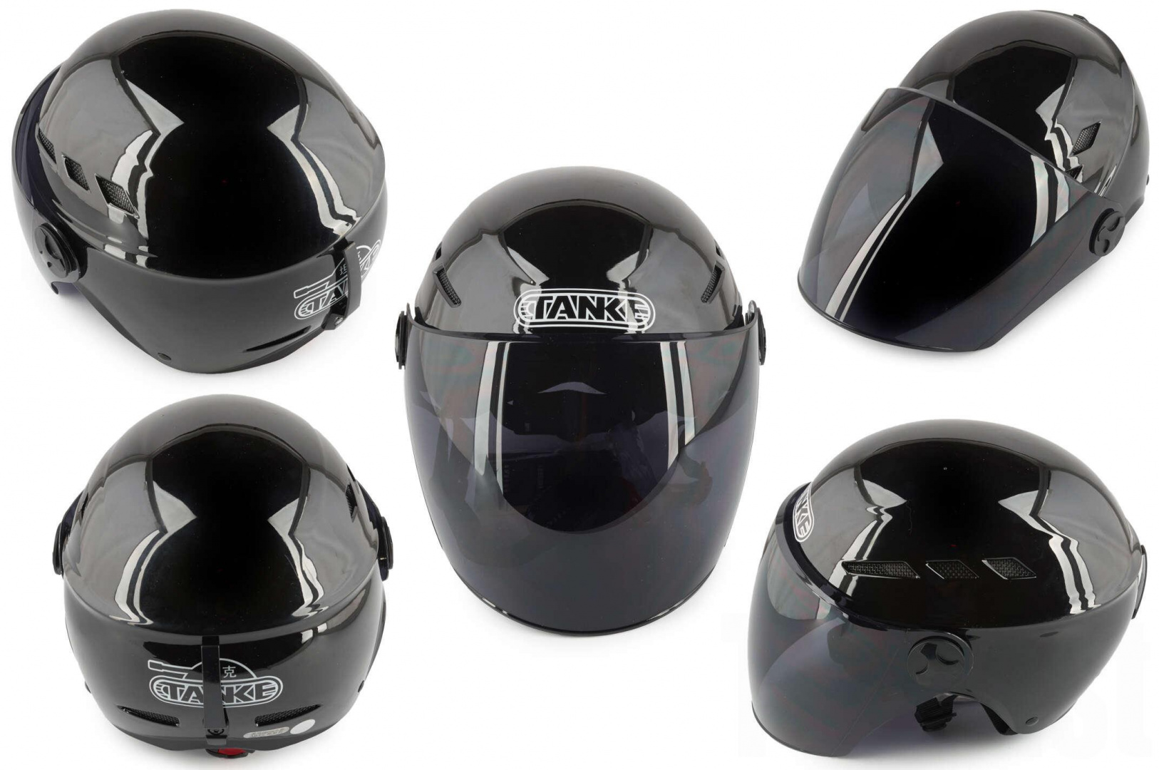 Шлем открытый   (mod:210) (size:L, черный, +тонированный визор)   TANKE
