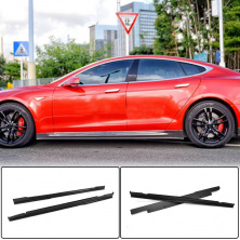 Накладки на пороги V1 (2014-2021, Карбон) Tesla Model S 2012- рр.