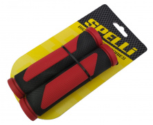 Грипси (ручки керма) SPELLI SBG-692 чорно/червоні, прямі, 2-х фактурні, гума-каучук, довжина 125 мм BD